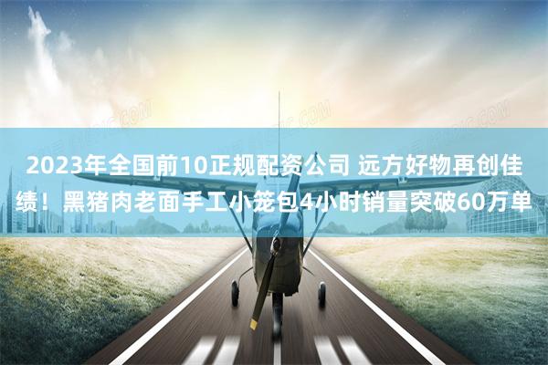 2023年全国前10正规配资公司 远方好物再创佳绩！黑猪肉老面手工小笼包4小时销量突破60万单