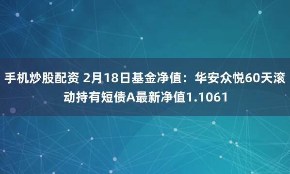 手机炒股配资 2月18日基金净值:华安众悦60天滚动持有短债A最新净值1.1061